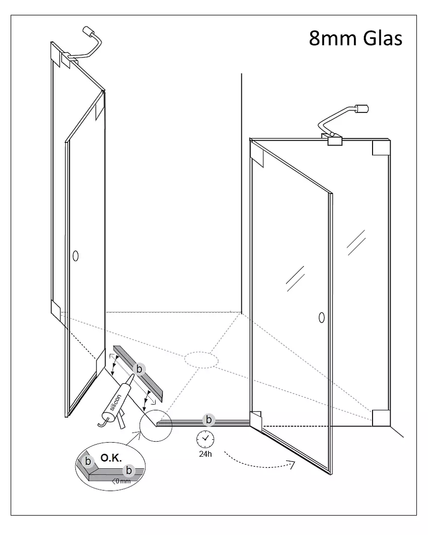 Duschkabinen Schwallleiste für 8 mm Glas gerade, chrom, L=112 cm