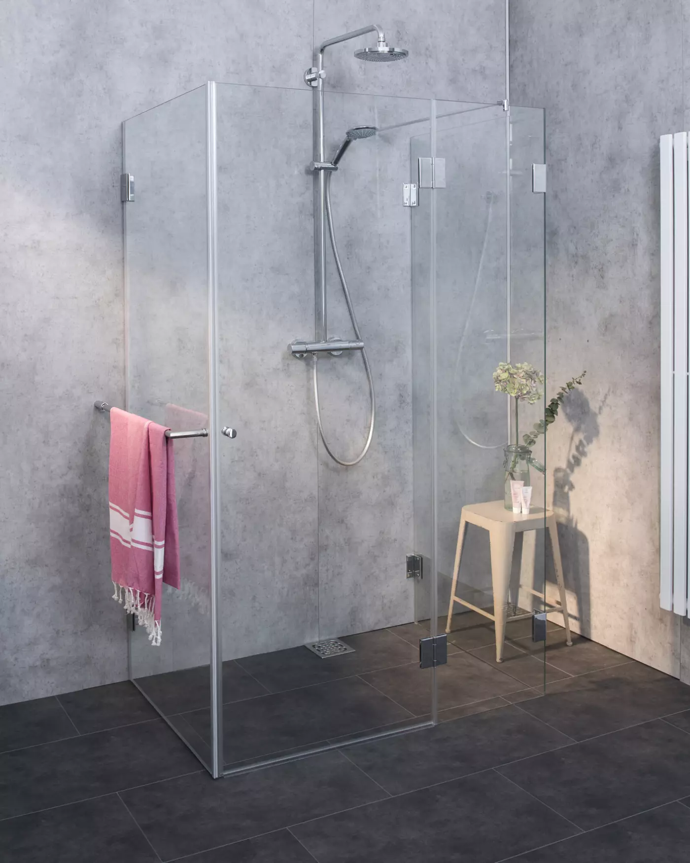 Große dreiseitige U-Dusche 1 Tür