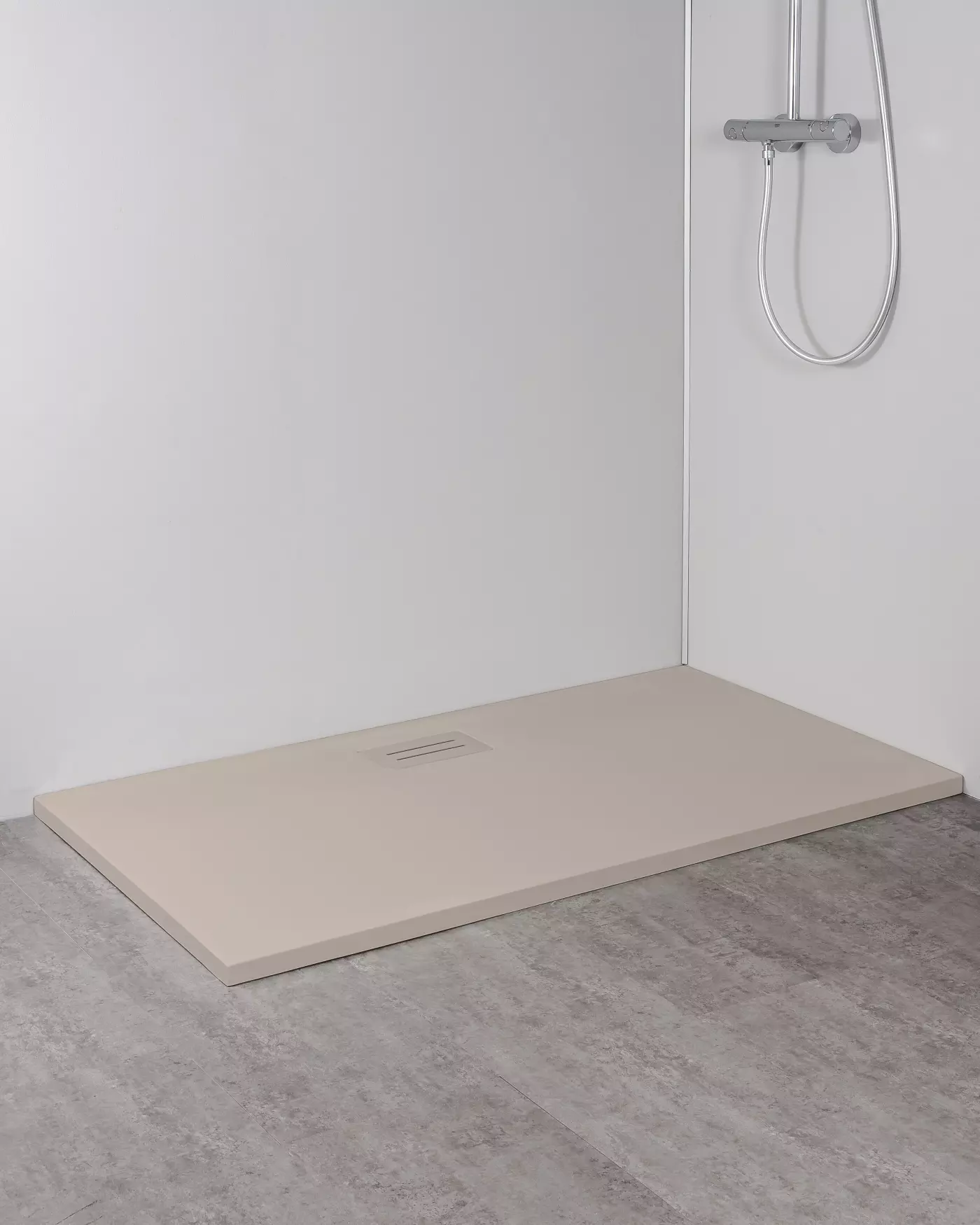 Dusche, Duschwanne, Bodenablauf, Fliesenoptik, Platte