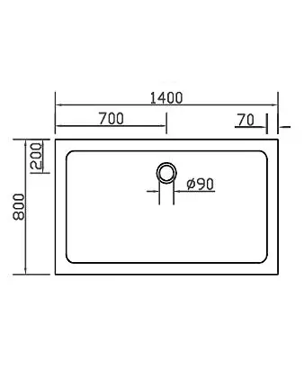 Rechteck Duschwanne 140x80cm flach auch bodengleich