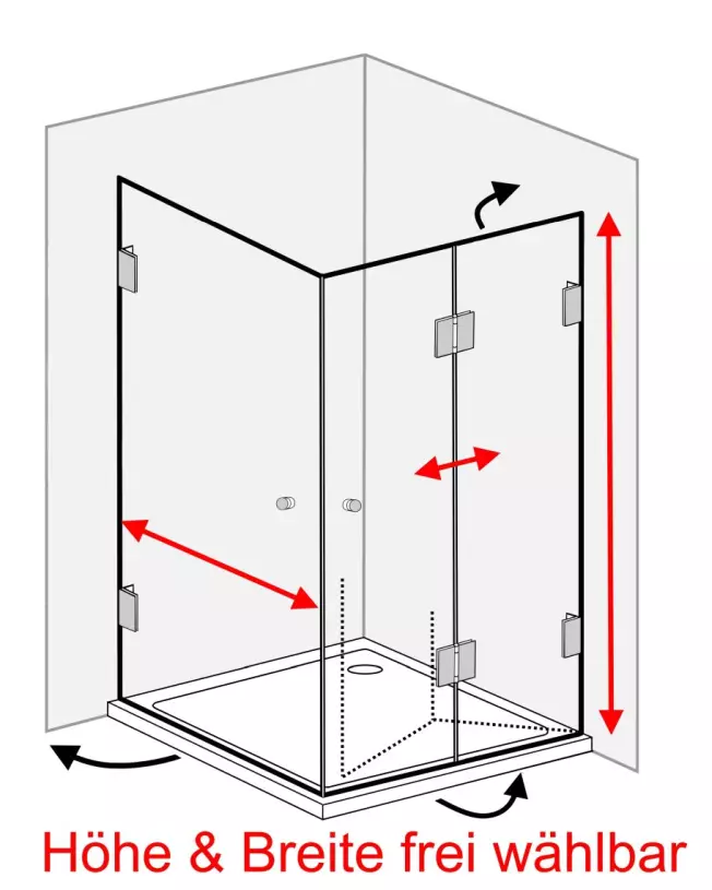 Dusche nach Maß Falttür + Außentür