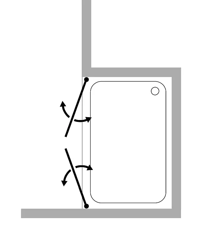 VSG Nischendusche mit Doppelpendeltür an Wand nach Maß