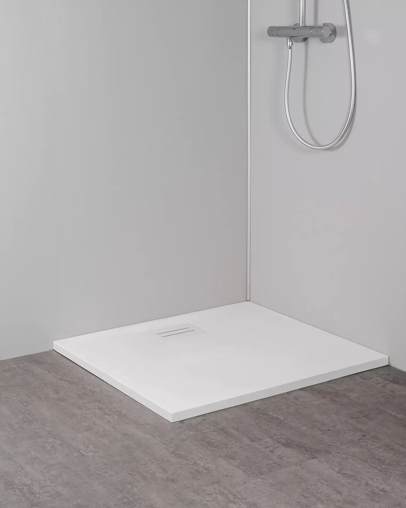 Duschwanne flach 90x90 auch bodengleich, MineralPro weiß matt