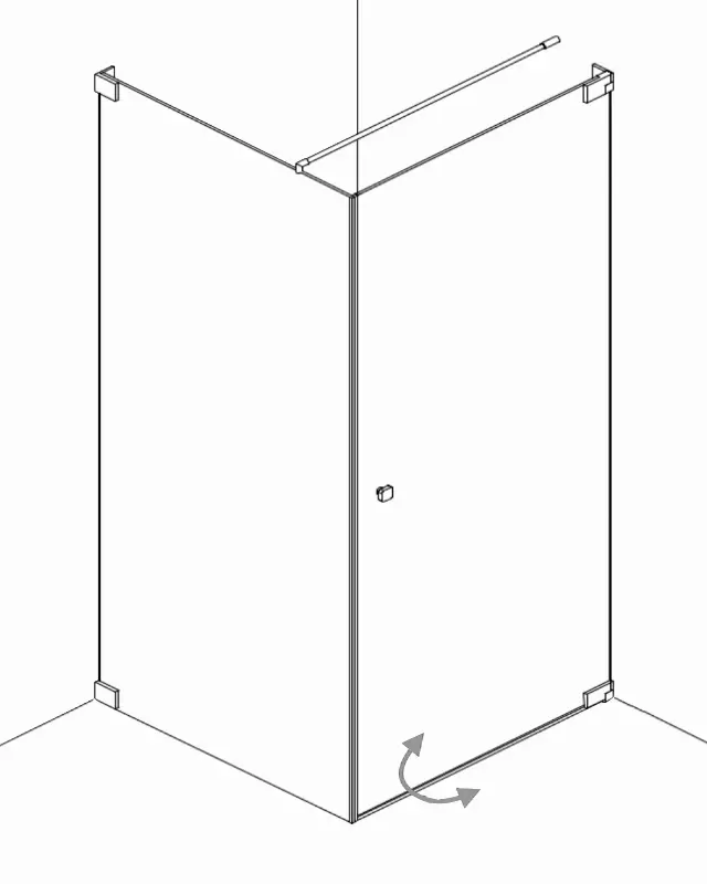 Teilgerahmte Eckdusche mit Pendeltür an Wand und Festwand, Sondermaße