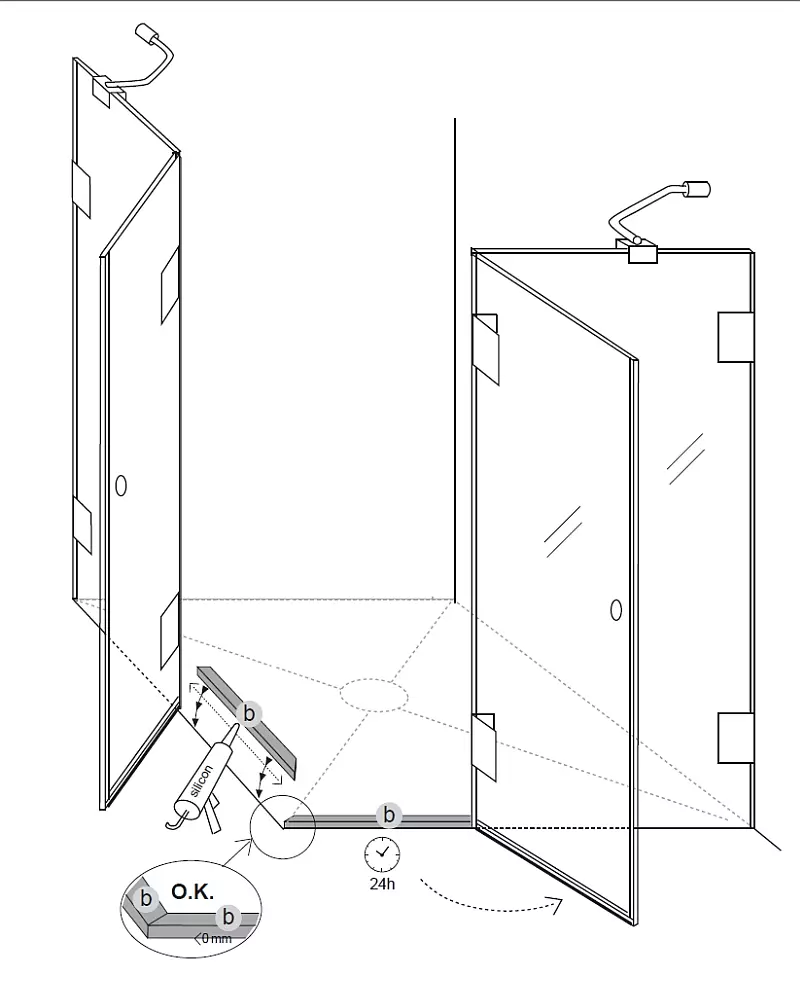 Duschen-Schwallleiste gerade für 6mm Glas, chromfarben, L=112cm