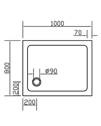 Eckdusche 100x80 mit Festwand, Tür an Wand & Duschwanne