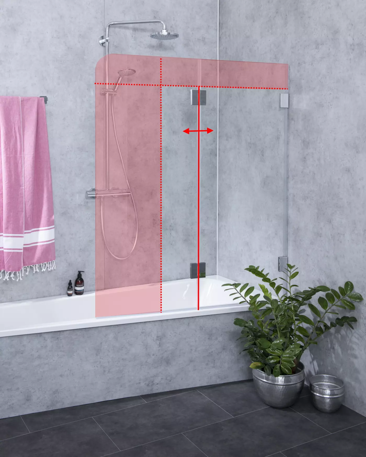 Badewannenaufsatz 2 Flügel nach Maß