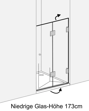 Nischen-Türen Falt-Duschabtrennung H=173cm