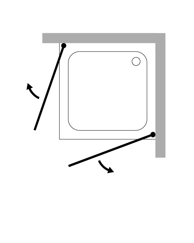 Eckdusche 90x90 mit 2 Türen an Wand & Duschwanne