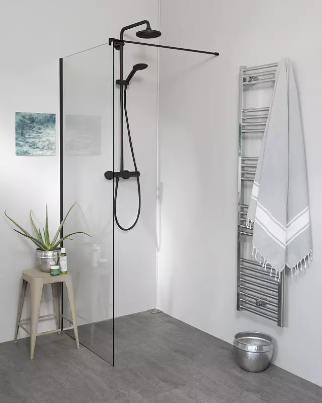 Glaswand Dusche: Duschtrennwand mit Wandanschlussprofil, Sondermaße