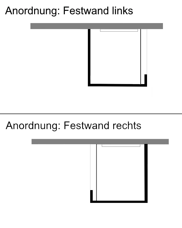 Begehbare Dusche: Große Walk In Duschwand mit Glas-Festteil & Wandprofil