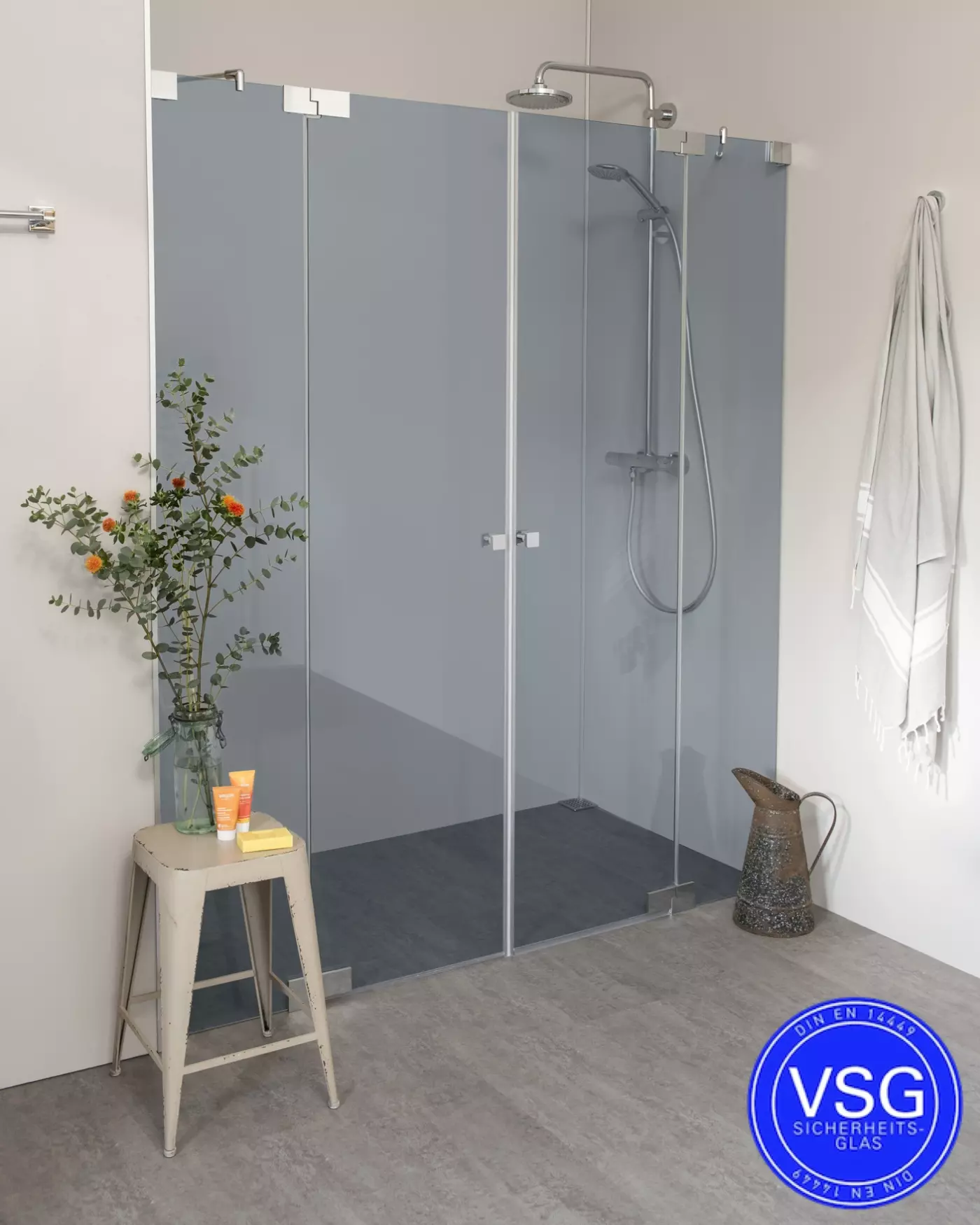 VSG Nischendusche mit Pendeltür an Wand Sondermaße