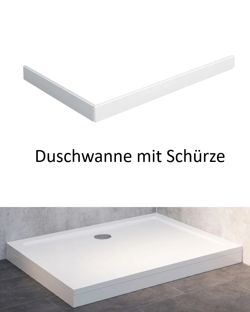 Duschwannenschürze weiß Rechteck 140 x 90cm