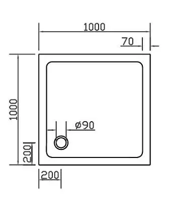 Eckdusche 100x100 mit Festwand H=173cm & Duschwanne