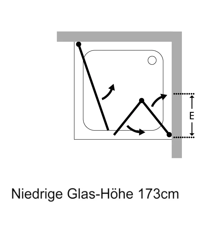 Eck Falt-Duschkabine 2 Türen H=173 cm
