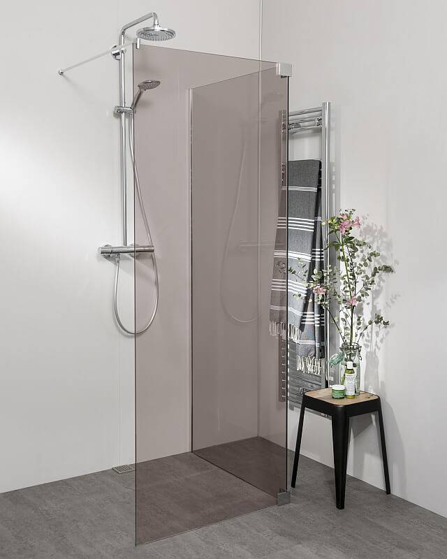 Walk In Dusche teilgerahmt Bronzeglas Maßanfertigung PXW