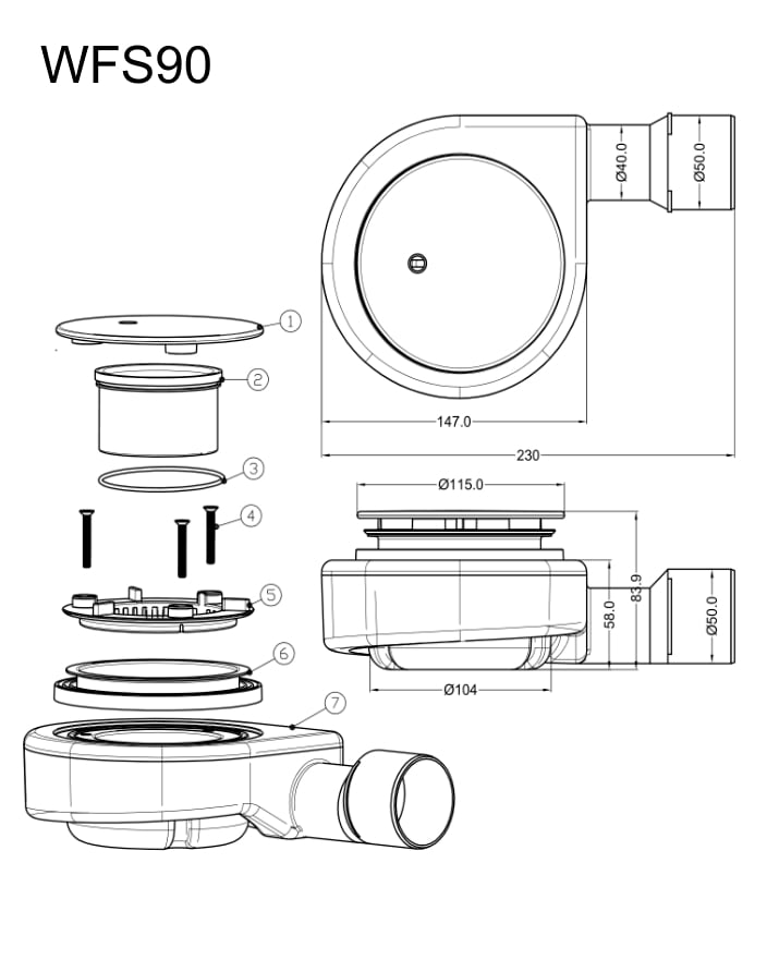 Siphon Ablaufgarnitur superflach chromfarben