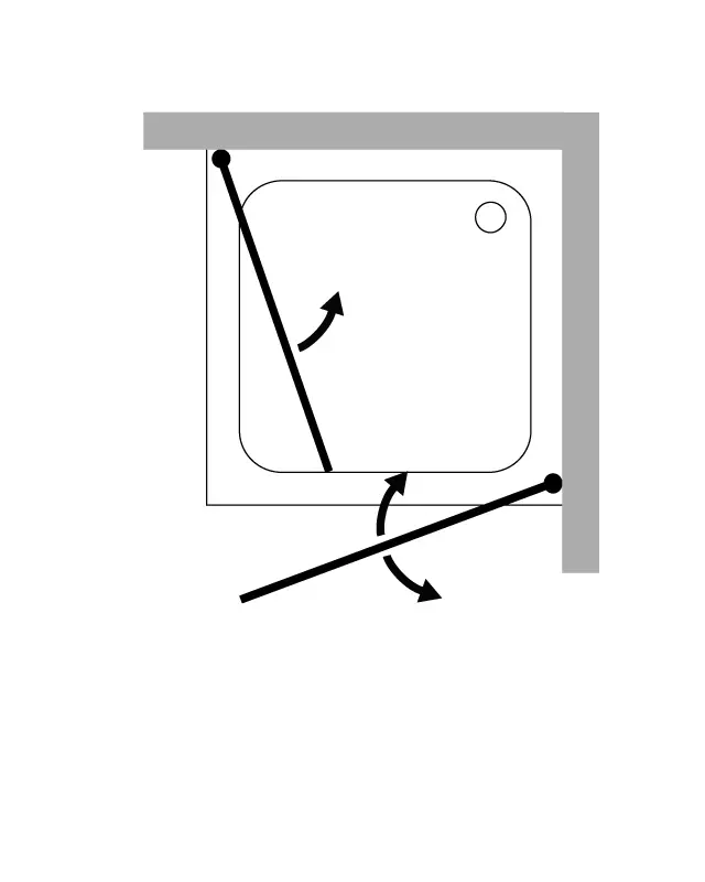 Eck Duschkabine neben Badewanne, 2 Pendeltüren an Wand