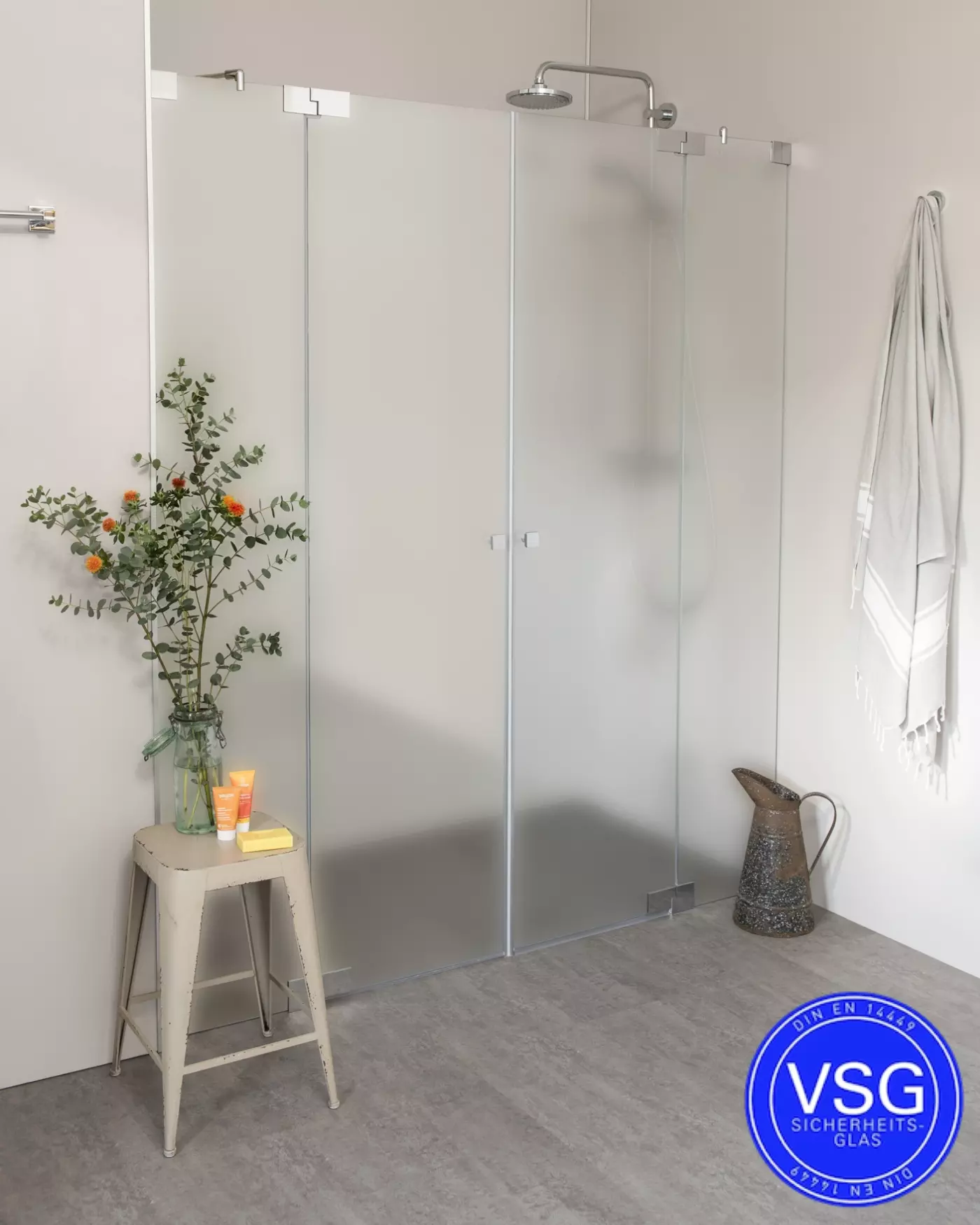 VSG Nischendusche mit Pendeltür an Wand Sondermaße