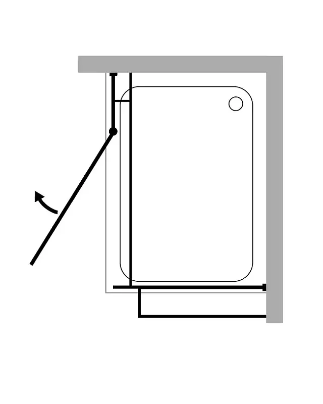 Teilgerahmte Eck Duschkabine 100x80  mit Pendeltür groß und Festwand & Duschwanne