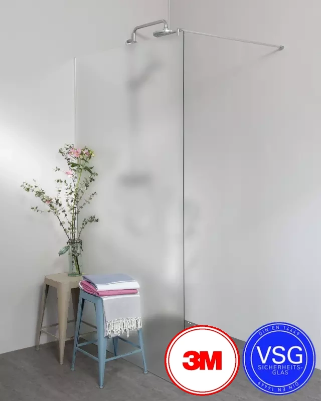 VSG Duschwand zum Kleben mit Klemmprofil Maßanfertigung