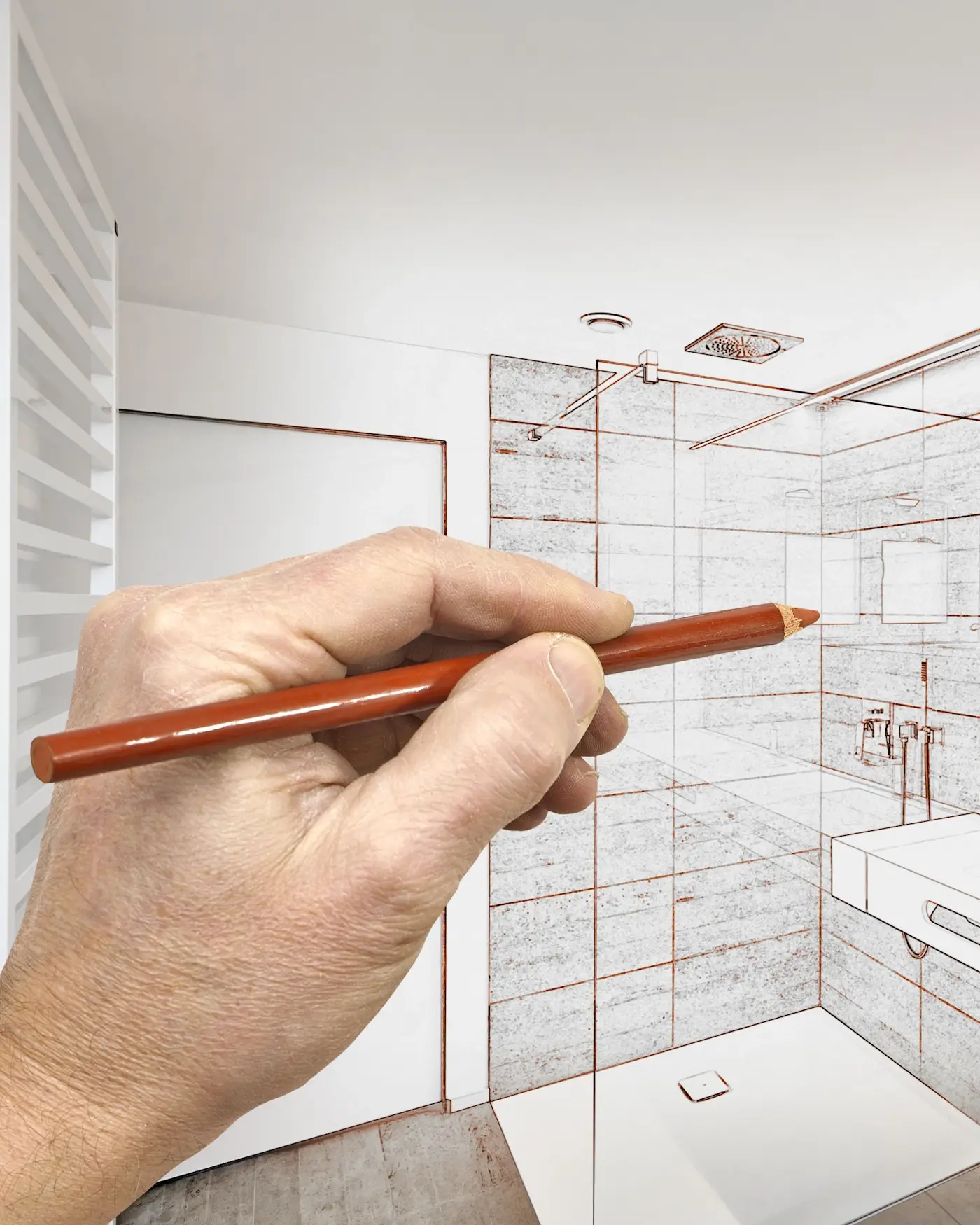 AUF1, Aufmaß-Service für Dusche fertig verfliest / montagebereit