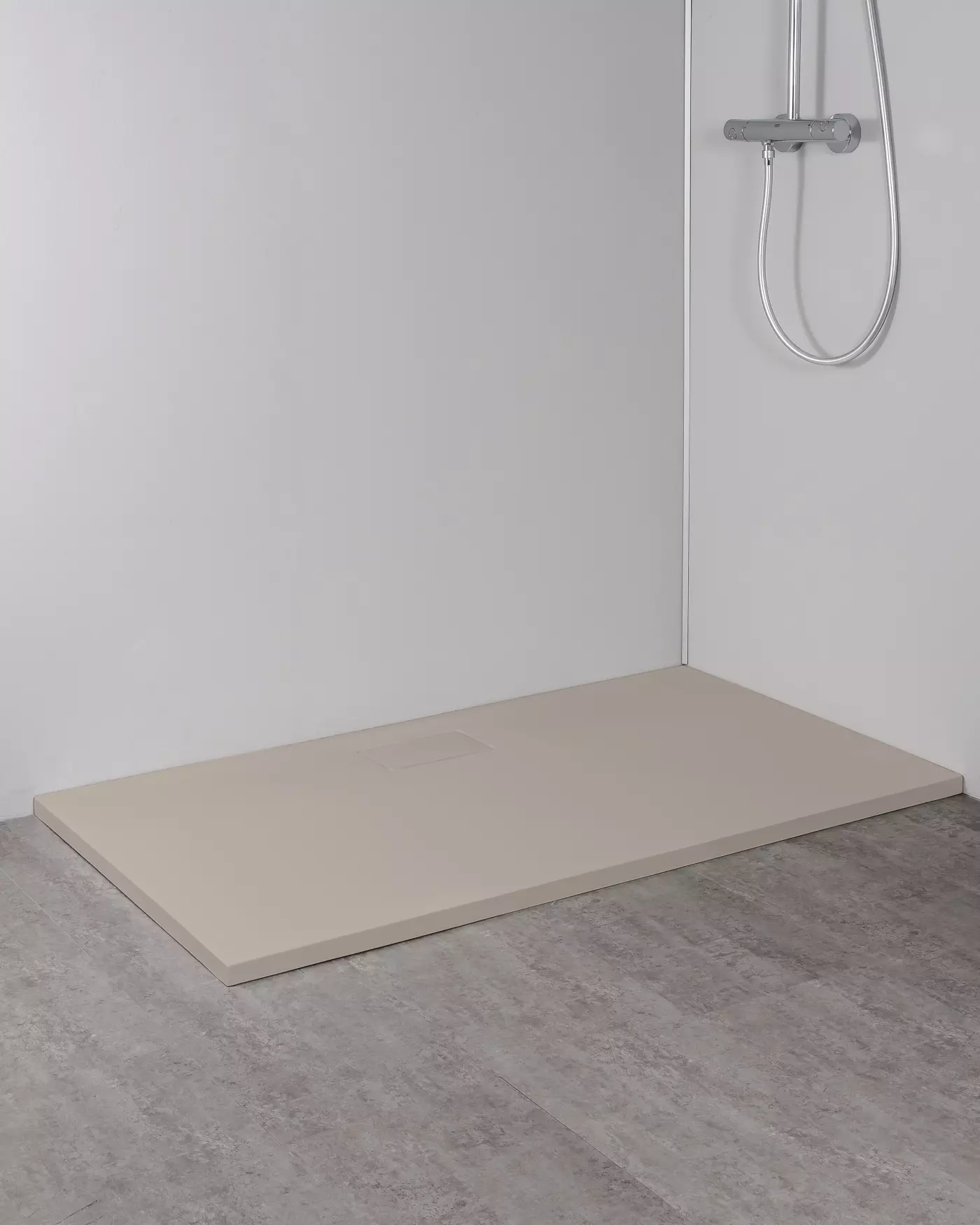 Duschwanne, Bodeneinbau, Beige, Platte, Schlauchhalter