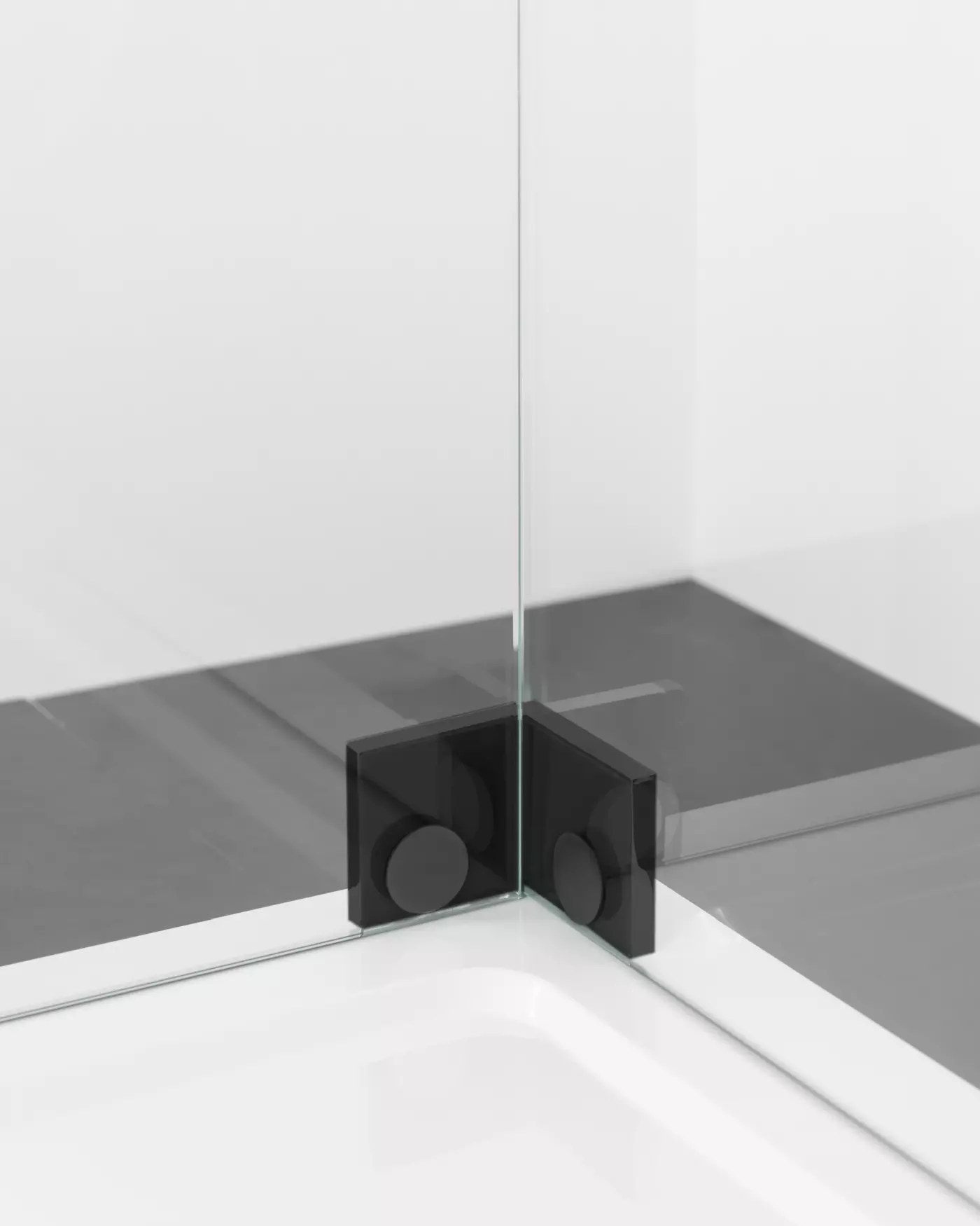 MV2K Eck Duschkabine neben Badewanne mit Festwand verkürzt und Pendeltür, Maßanfertigung