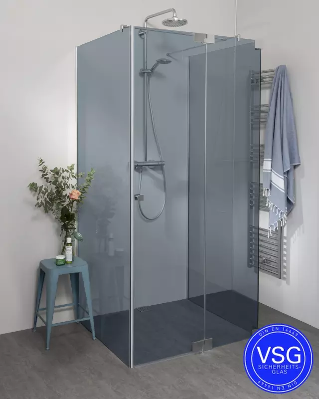 Teilgerahmte VSG Dusche U Form mit Pendeltür Fronteinstieg nach Maß