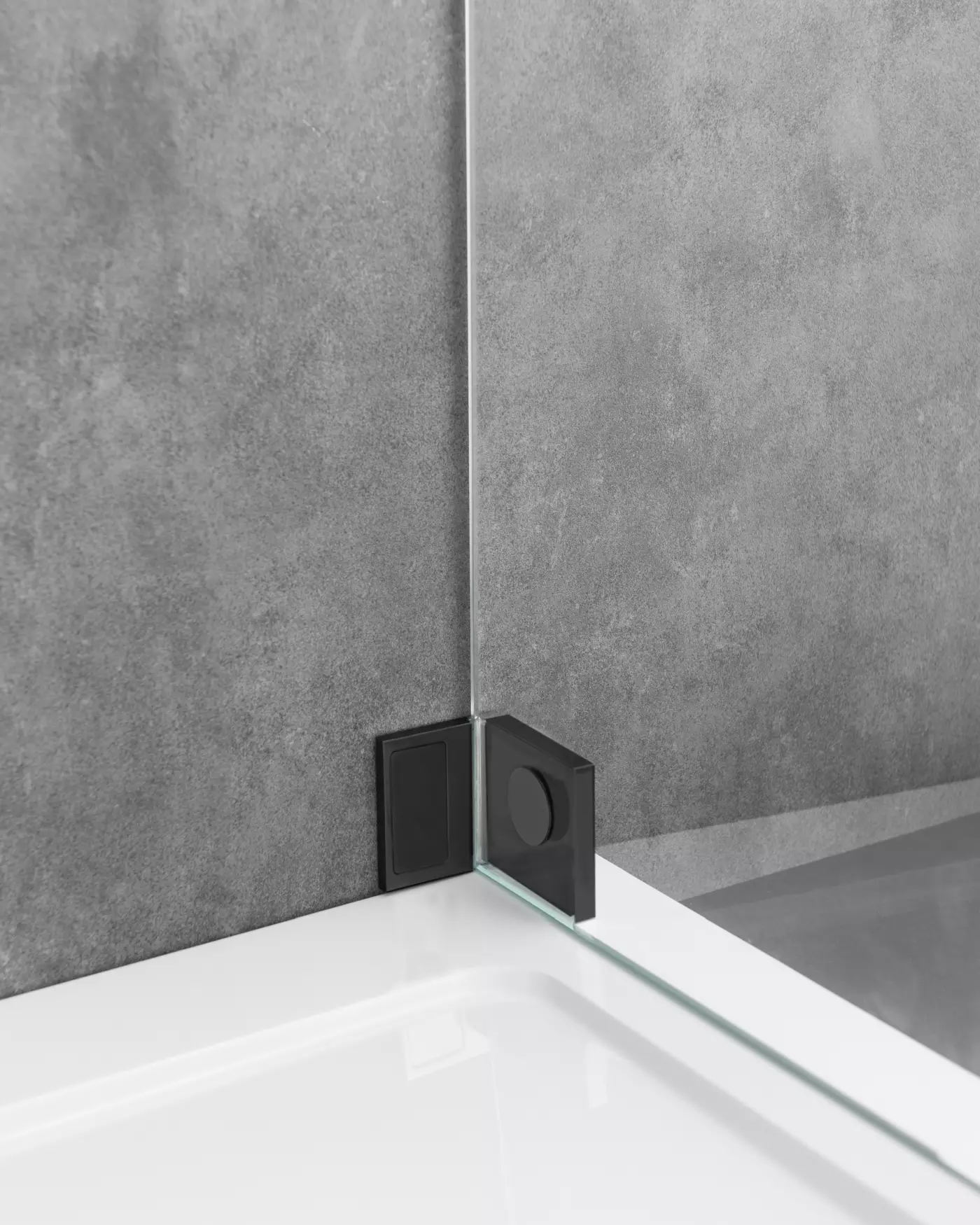 Eck Duschkabine neben Badewanne mit Festwand verkürzt und Pendeltür, Maßanfertigung