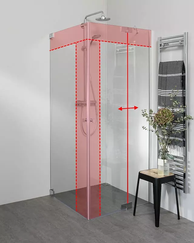 Duschkabine, Eckdusche, Glaswand, Schwarz, Halterung