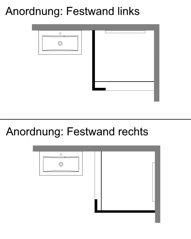 Duschtrennwand mit Klemm Wandprofil