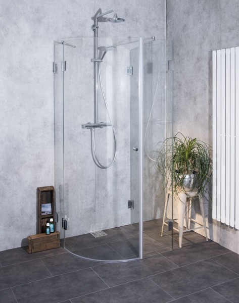 Dreiseitige Rund-Dusche mit 1 Tür