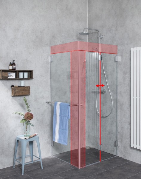 Falttür Dusche nach Maß mit Seitenwand