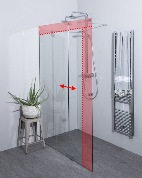 Begehbare Dusche: Duschwand mit Wandprofil & Klappteil nach Maß