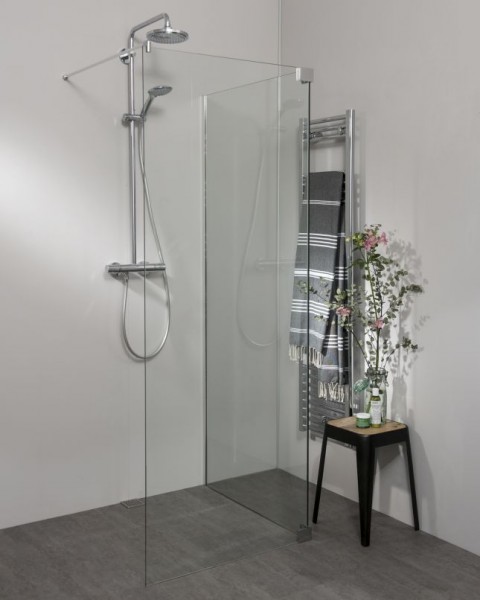 Begehbare Dusche: Walk In Duschwand mit Glas-Seitenwand