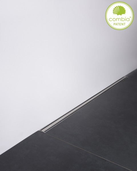Duschrinne flach, drehbarer Ablauf in der Mitte, Länge 120 cm