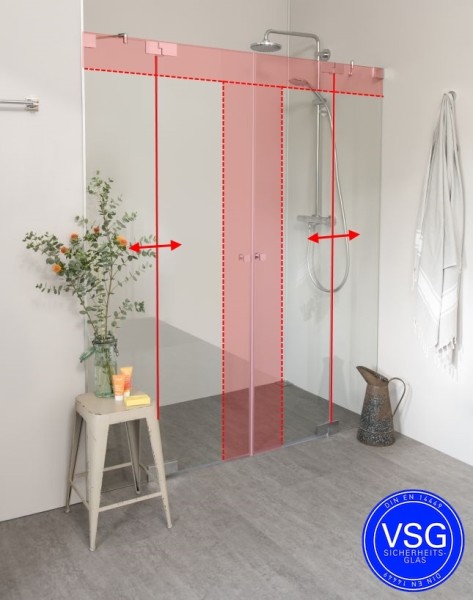 VSG Nischendusche mit Pendeltür an Wand Sondermaße